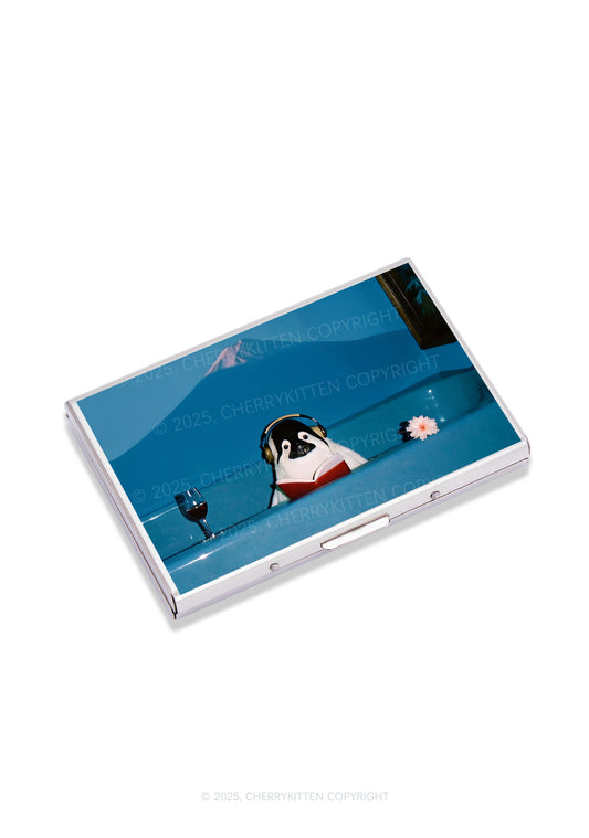 Penguin Reading Book Y2K Mirror Cigarette Case Cherrykitten