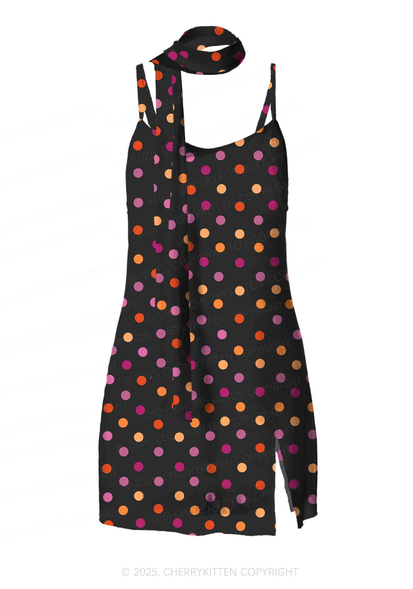 Lesbian Dots Pride Y2K Mesh Slip Dress Cherrykitten