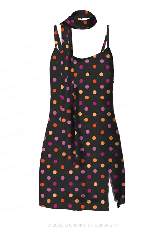 Lesbian Dots Pride Y2K Mesh Slip Dress Cherrykitten