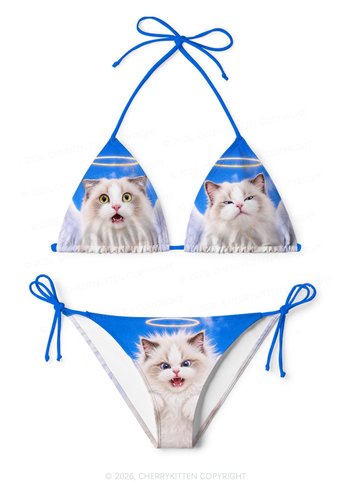 Angel Cat Y2K Print Bikini Set Cherrykitten