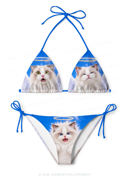 Angel Cat Y2K Print Bikini Set Cherrykitten