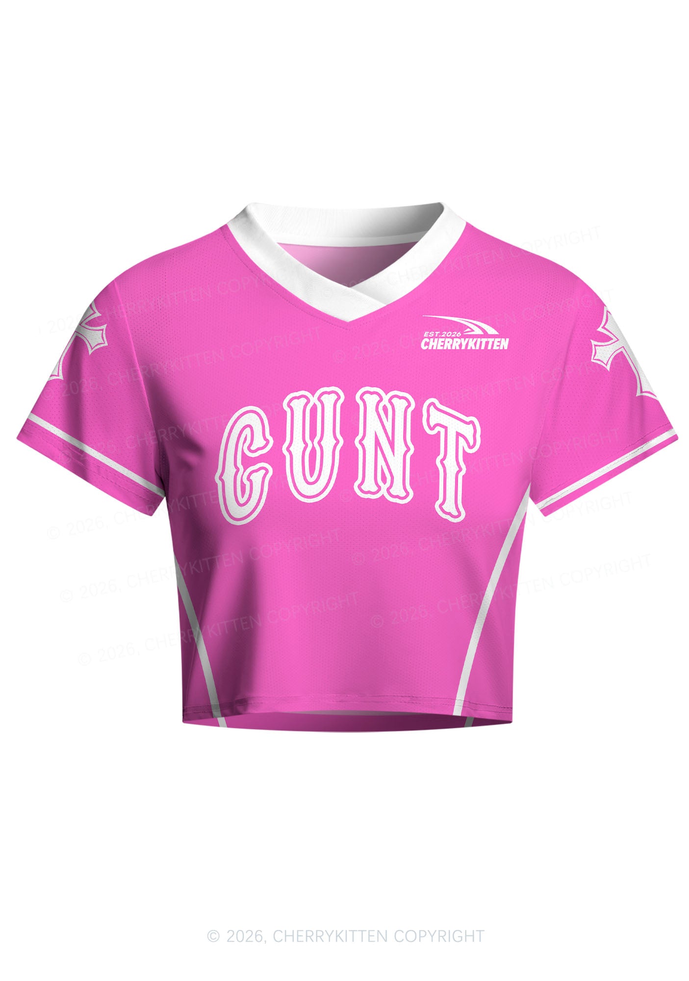 Pink Cxxt Y2K Crop Football Jersey Shirts Cherrykitten
