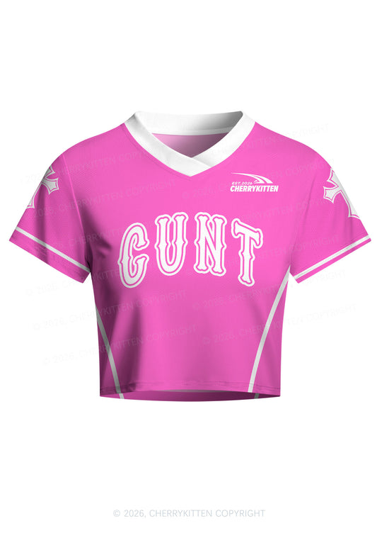 Pink Cxxt Y2K Crop Football Jersey Shirts Cherrykitten