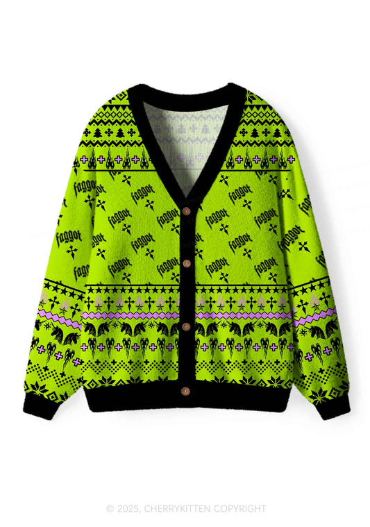 Faggot Pride Y2K Christmas Cardigan Knit Sweatshirt Cherrykitten
