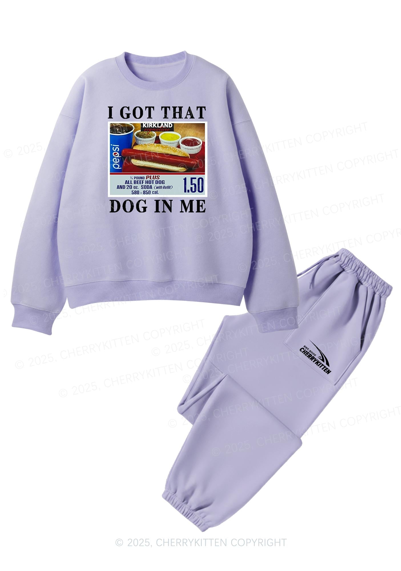 I Got That Hot Dog In Me Y2K Fleece Sweatshirts Set Cherrykitten