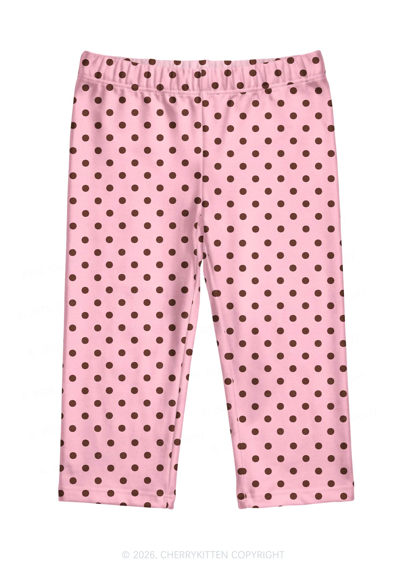 Brown Dots On Pink Y2K Print Capri Pants Cherrykitten