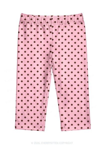 Brown Dots On Pink Y2K Print Capri Pants Cherrykitten