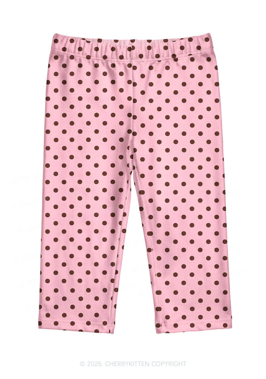 Brown Dots On Pink Y2K Print Capri Pants Cherrykitten