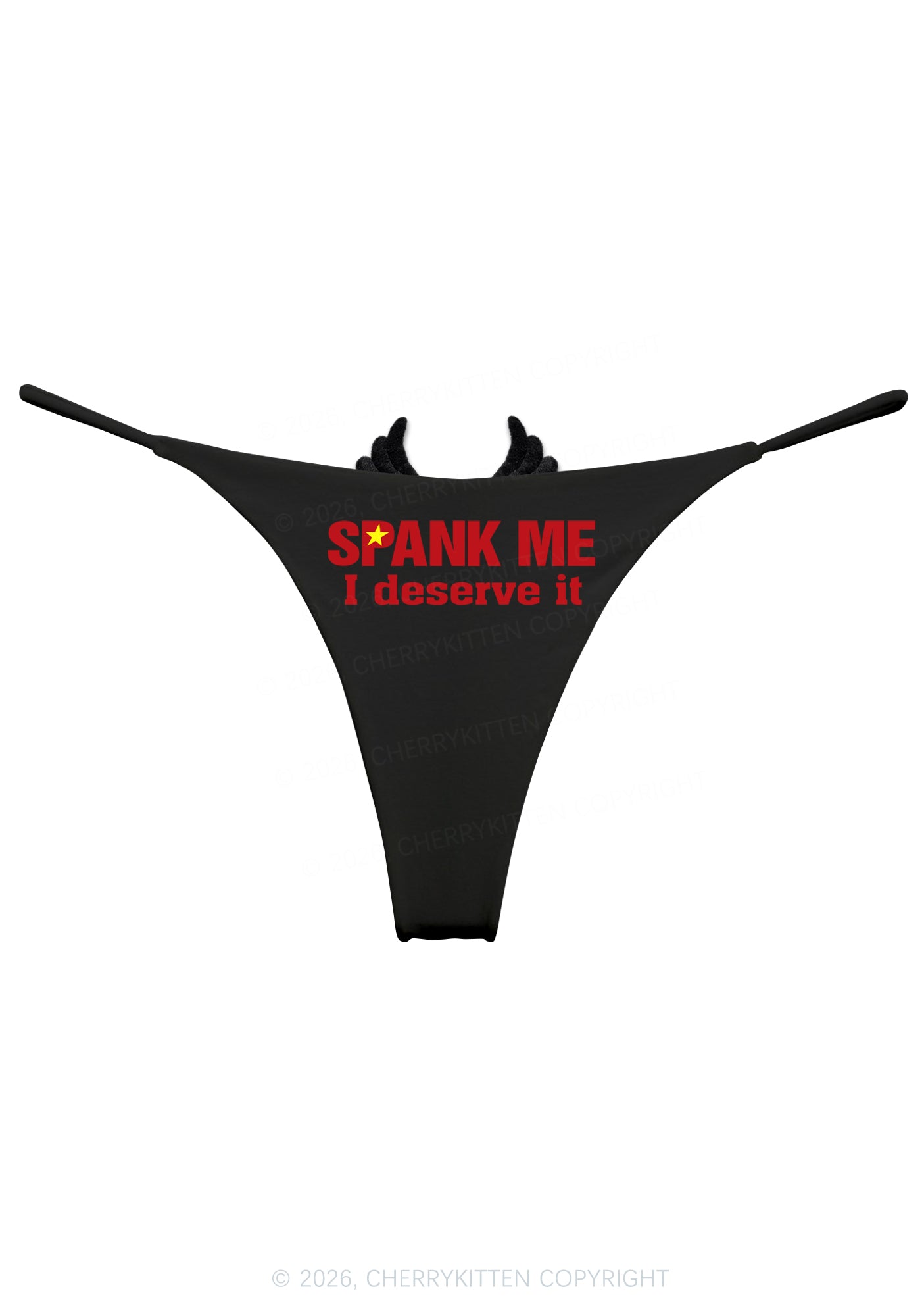 Spank Me Deserve Y2K Goth Angel Wings Bikini String Thong Cherrykitten