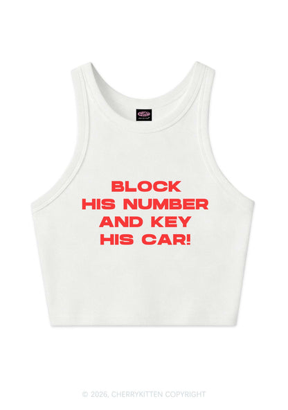 Block His Number Y2K Crop Tank Top Cherrykitten