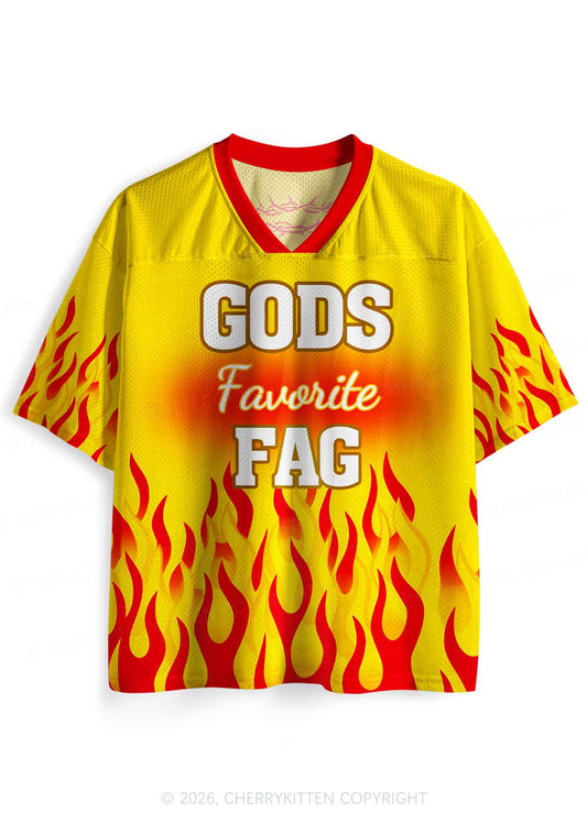 Yellow Gods Favorite Fag Pride Y2K Sport Jersey Shirts Cherrykitten