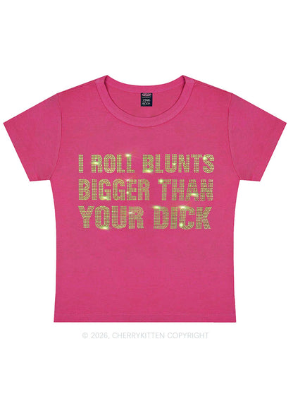 Rhinestone I Roll Blunts Y2K Baby Tee Cherrykitten
