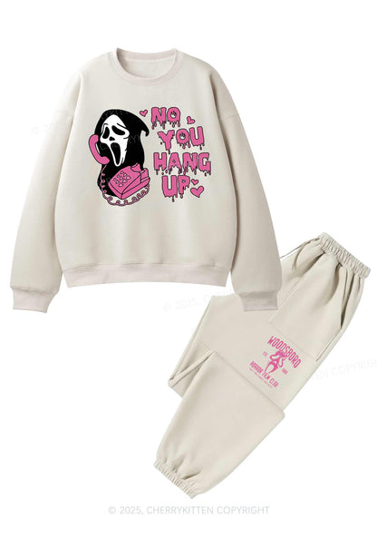 Halloween No You Hang Up Y2K Fleece Sweatshirts Set Cherrykitten