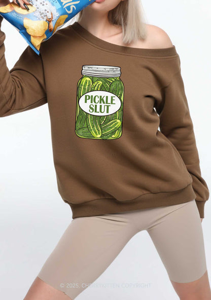 Pickle Slxt Y2K Off Shoulder Sweatshirts Cherrykitten