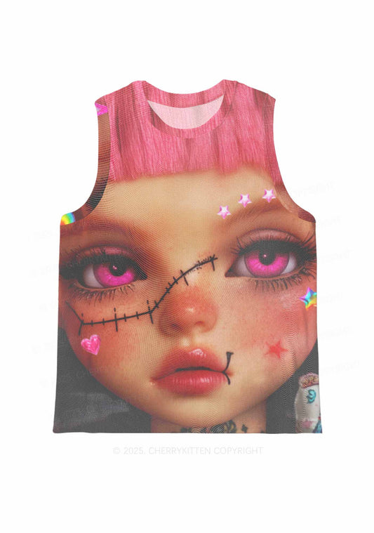 Pink Doll Y2K Mesh Muscle Tank Cherrykitten