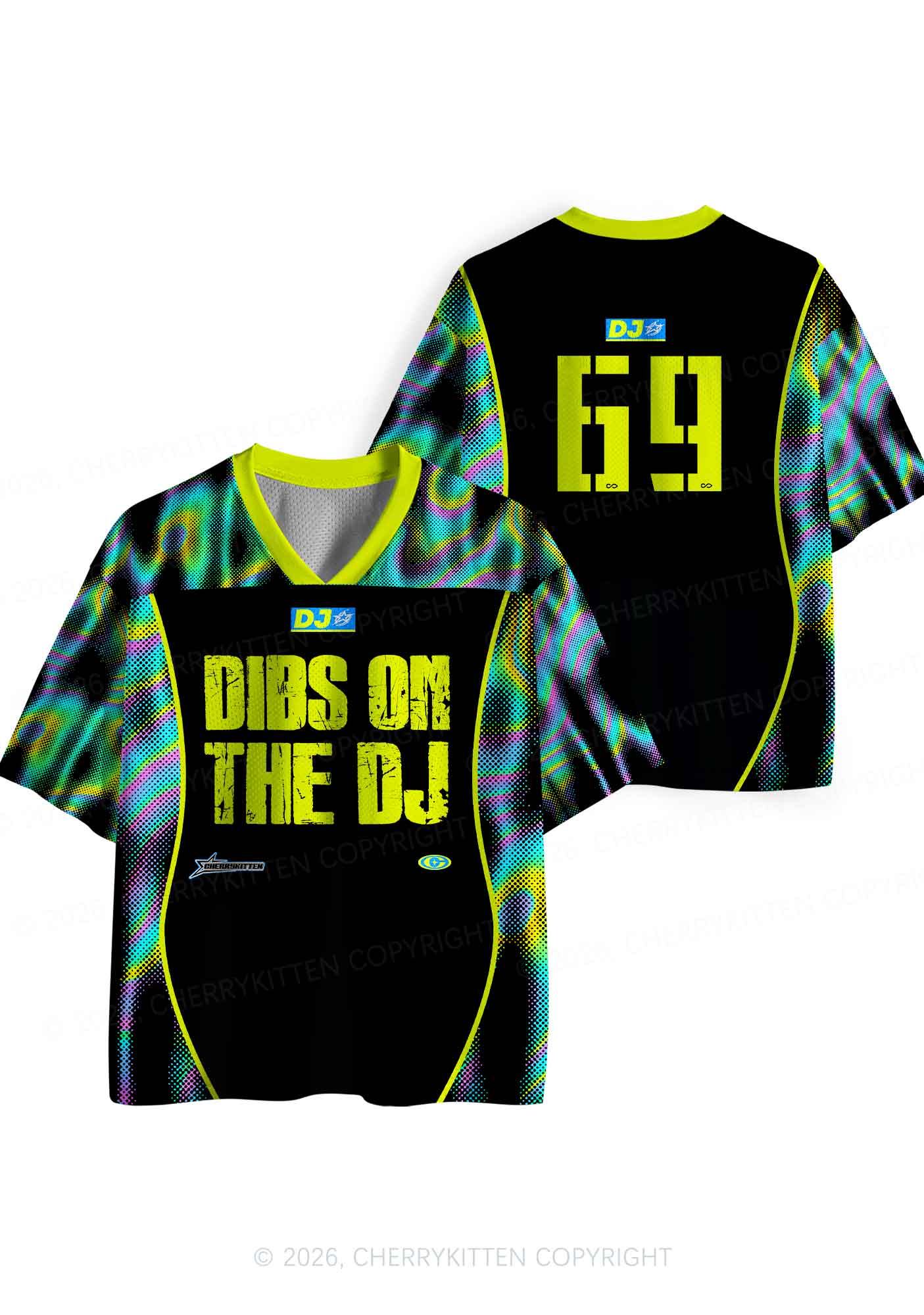 Neon Dibs On The DJ Y2K Sport Jersey Shirts Cherrykitten