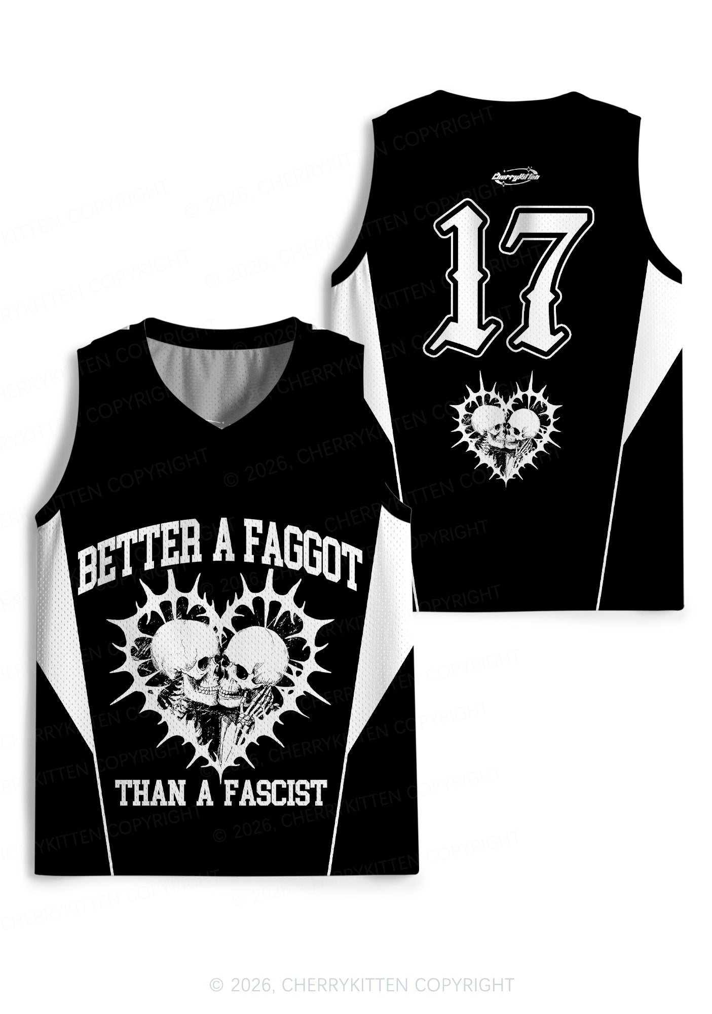Better A Faggot Than A Fascist Pride Y2K Sport Jersey Tank Cherrykitten