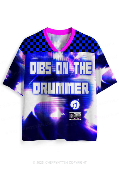 Blue Sound Wave Dibs On Drummer Y2K Sport Jersey Shirts Cherrykitten