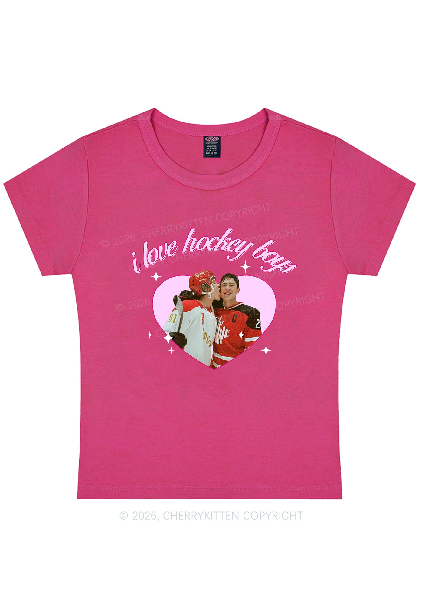 I Love Hockey Boys HR Y2K Baby Tee Cherrykitten