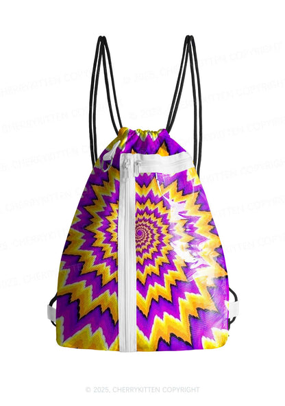 Yellow Purple Optical Illusion Y2K Drawstring Itabag Backpack Cherrykitten