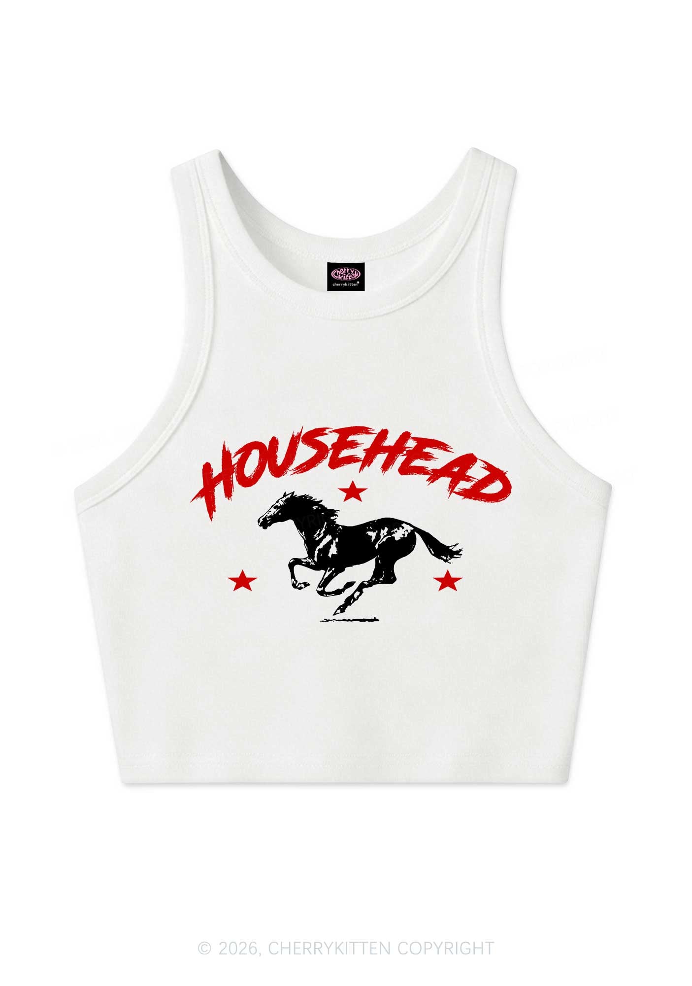 Retro Star Househead Horse Y2K Crop Tank Top Cherrykitten