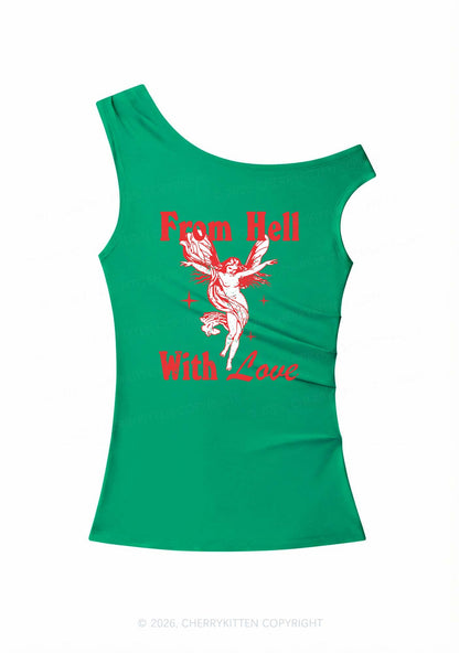 From Hall With Love Y2K Off Shoulder Tank Top Cherrykitten