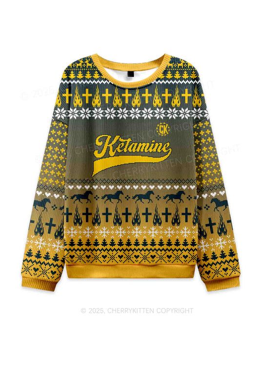 Yellow K Pony Y2K Knit Sweatshirt Cherrykitten
