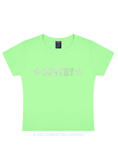 Rhinestone Cuntry Y2K Baby Tee Cherrykitten
