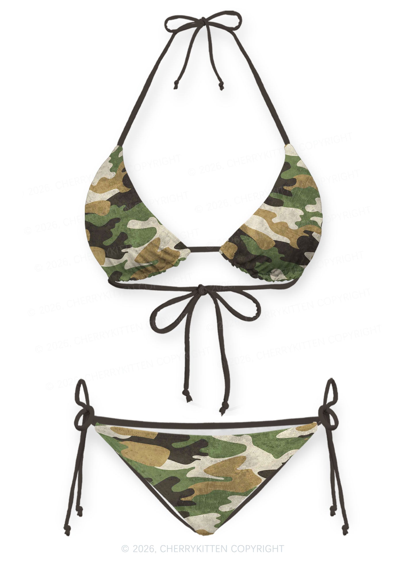 Camouflage Pattern Y2K Print Bikini Set Cherrykitten