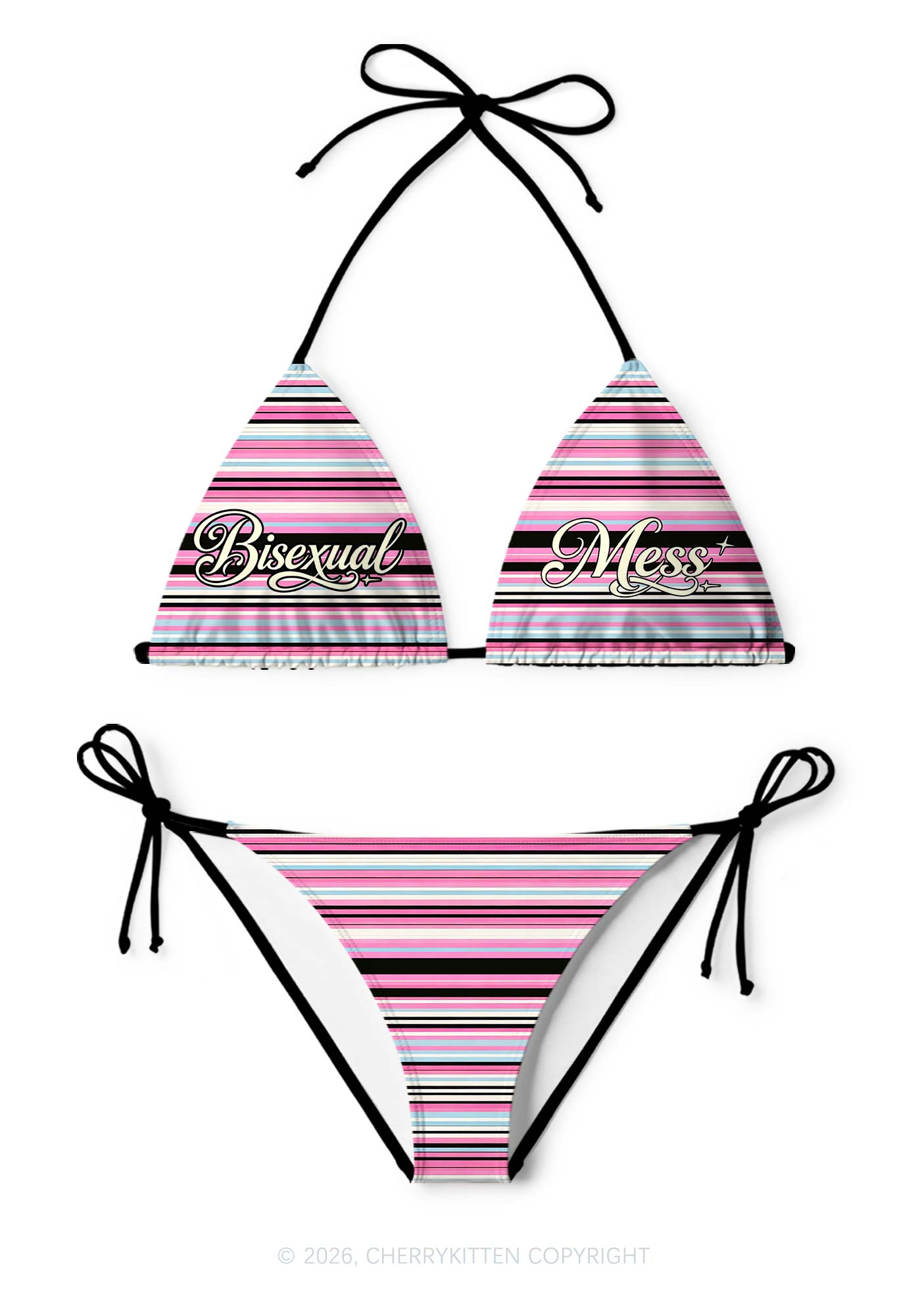 Bisexual Mess Pride Y2K Print Bikini Set Cherrykitten