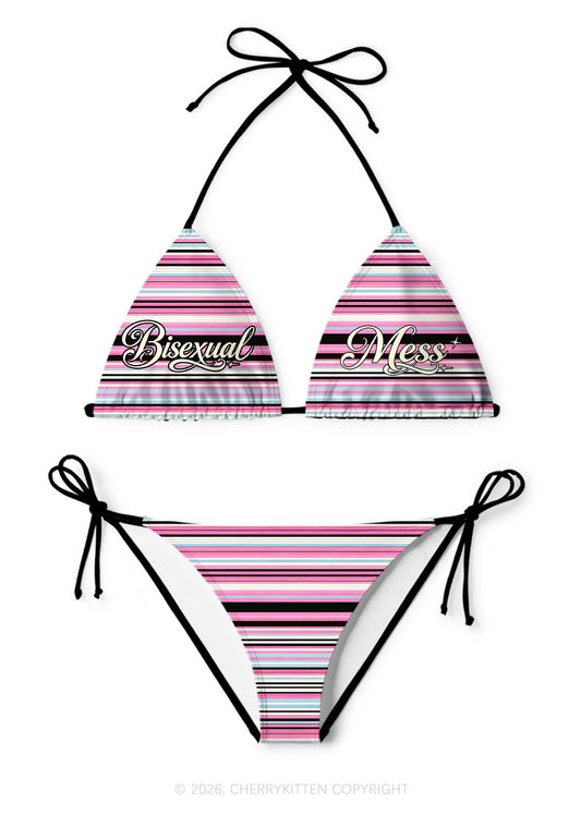 Bisexual Mess Pride Y2K Print Bikini Set Cherrykitten