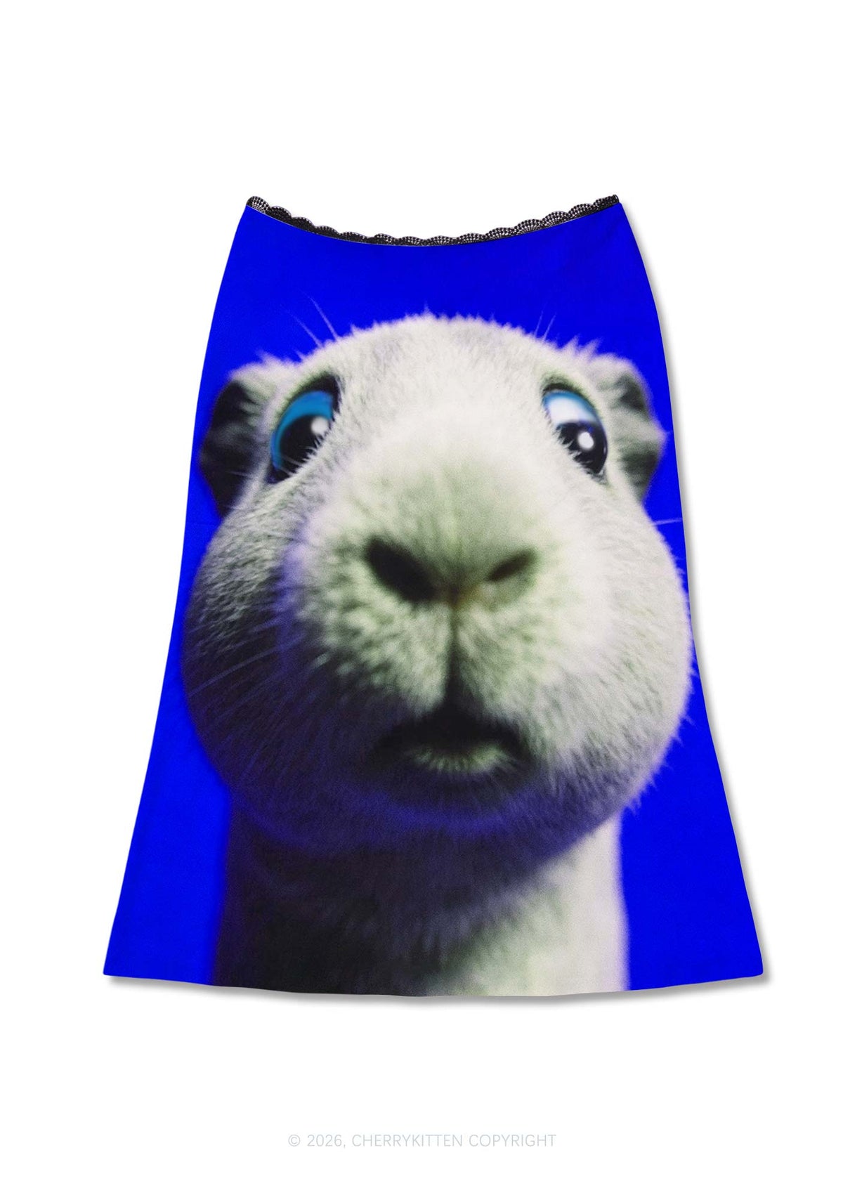Guinea Pig On Blue Y2K Print Midi Skirt Cherrykitten