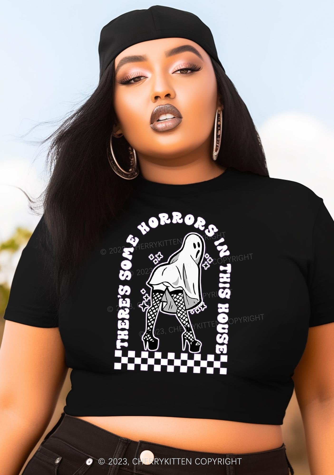 There's Some Horrors In This House Halloween Baby Tee Cherrykitten