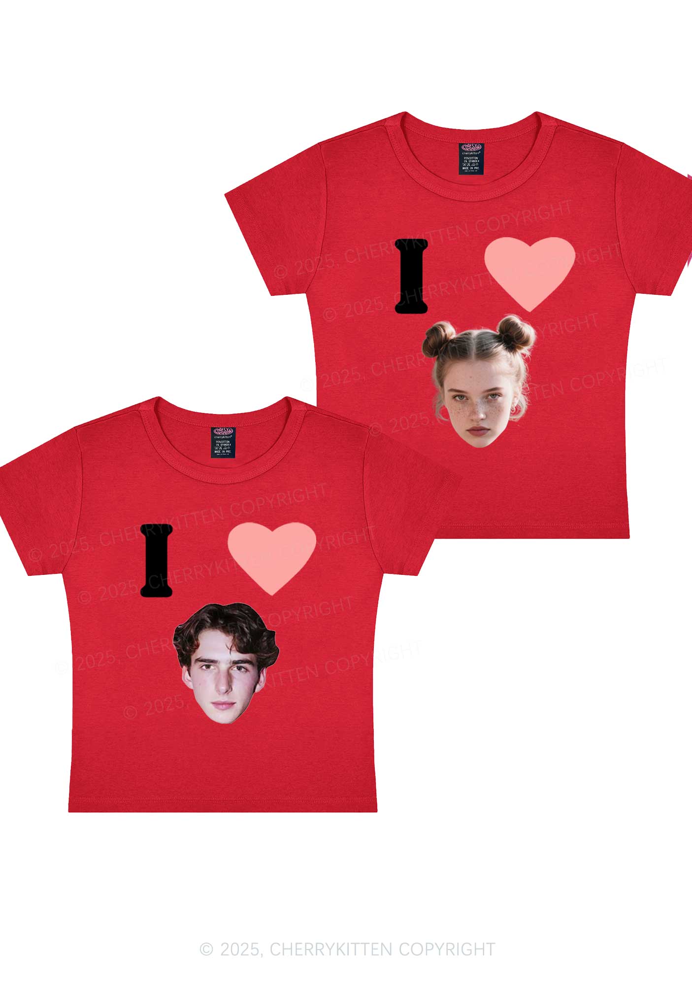I Love Custom Portrait Y2K Valentine's Day Baby Tee Cherrykitten