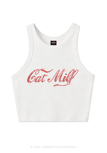Rhinestone Cat Mxxf Y2K Crop Tank Top Cherrykitten