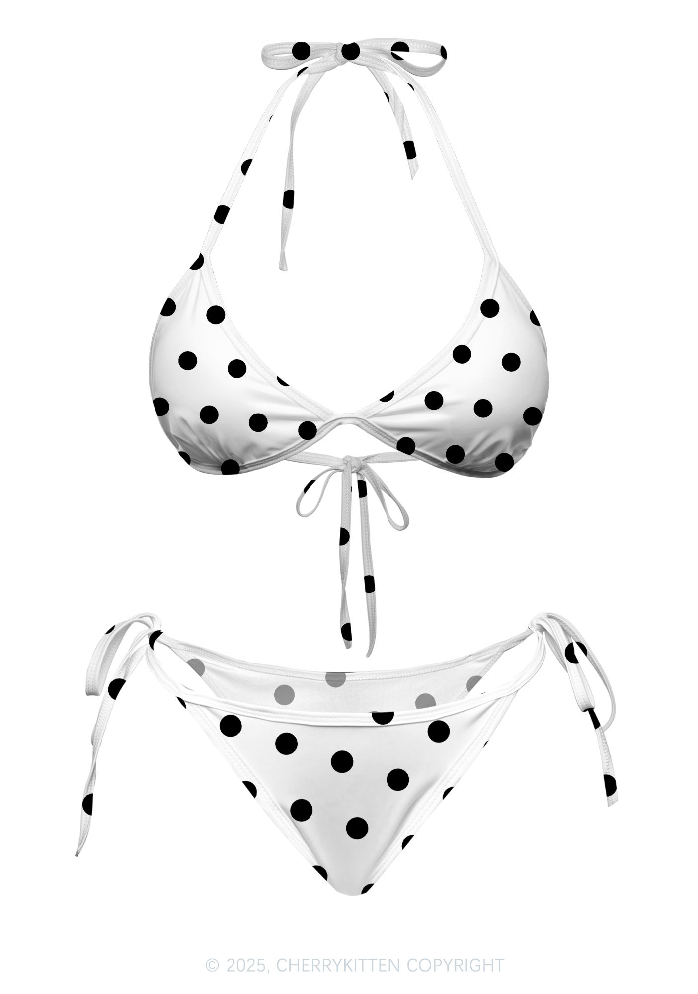 Black And White Big Dots Y2K Print Bikini Set Cherrykitten