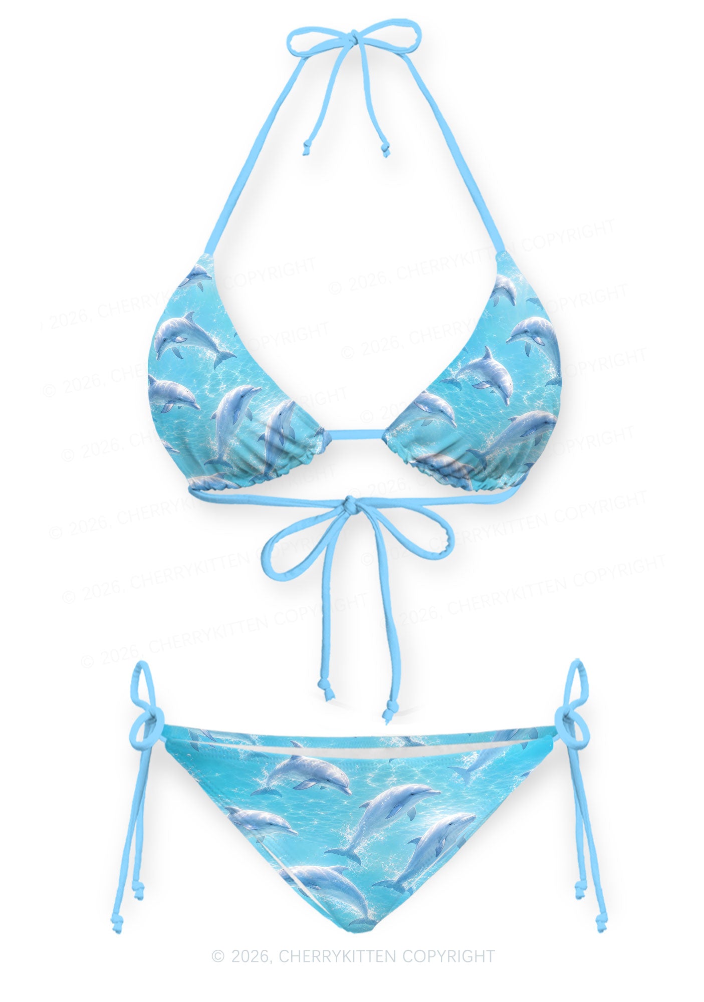 Blue Dolphin Y2K Print Bikini Set Cherrykitten