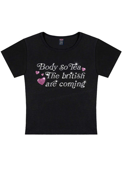 Rhinestone Body So Tea Y2K Baby Tee Cherrykitten