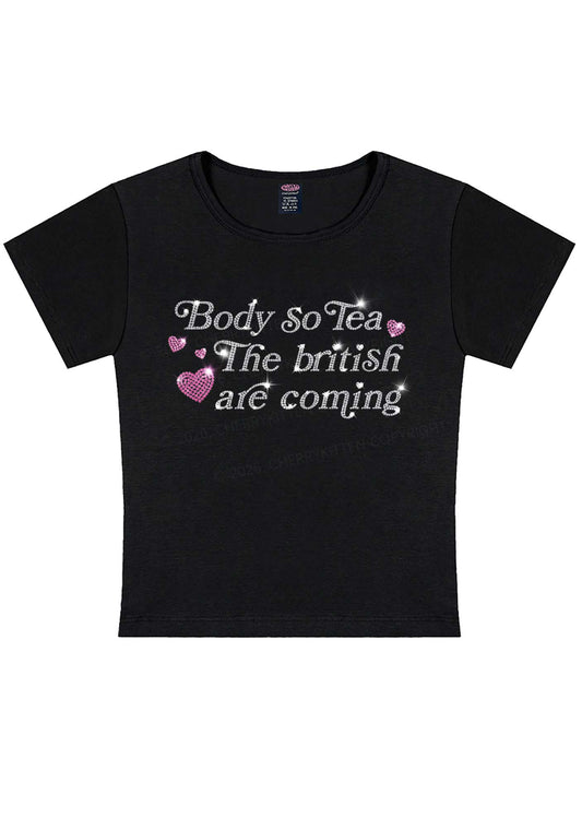 Rhinestone Body So Tea Y2K Baby Tee Cherrykitten