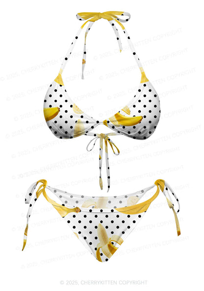 Banana Dots Y2K Print Bikini Set Cherrykitten