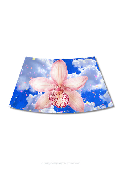 Pink Orchid Blue Sky Y2K Print Mini Skirt Cherrykitten