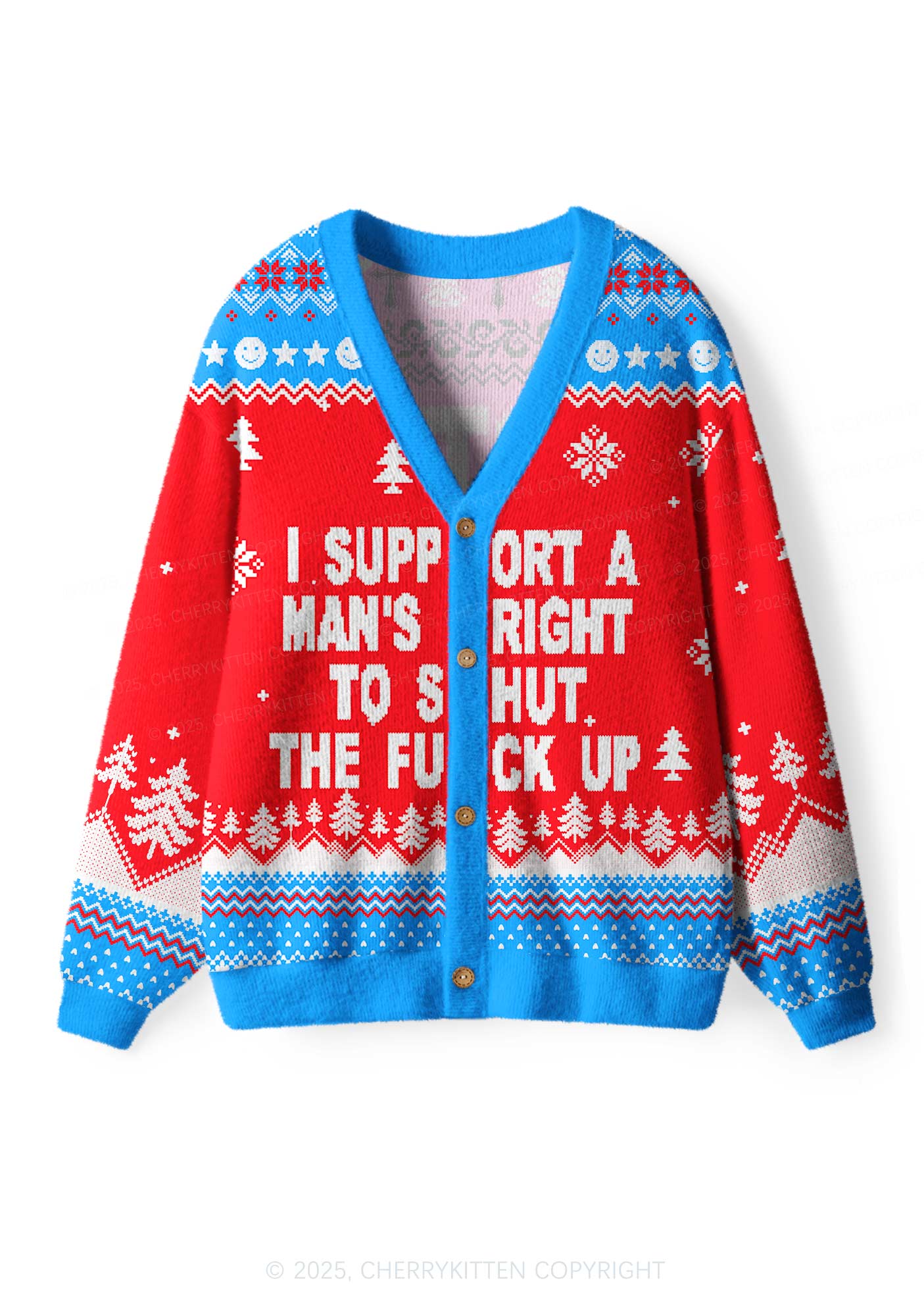 I Support A Mans Right Y2K Christmas Cardigan Knit Sweatshirt Cherrykitten