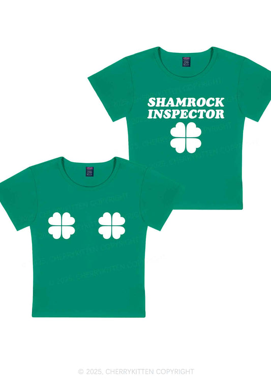 Shamrock Inspector Two Sides St Patricks Y2K Baby Tee Cherrykitten