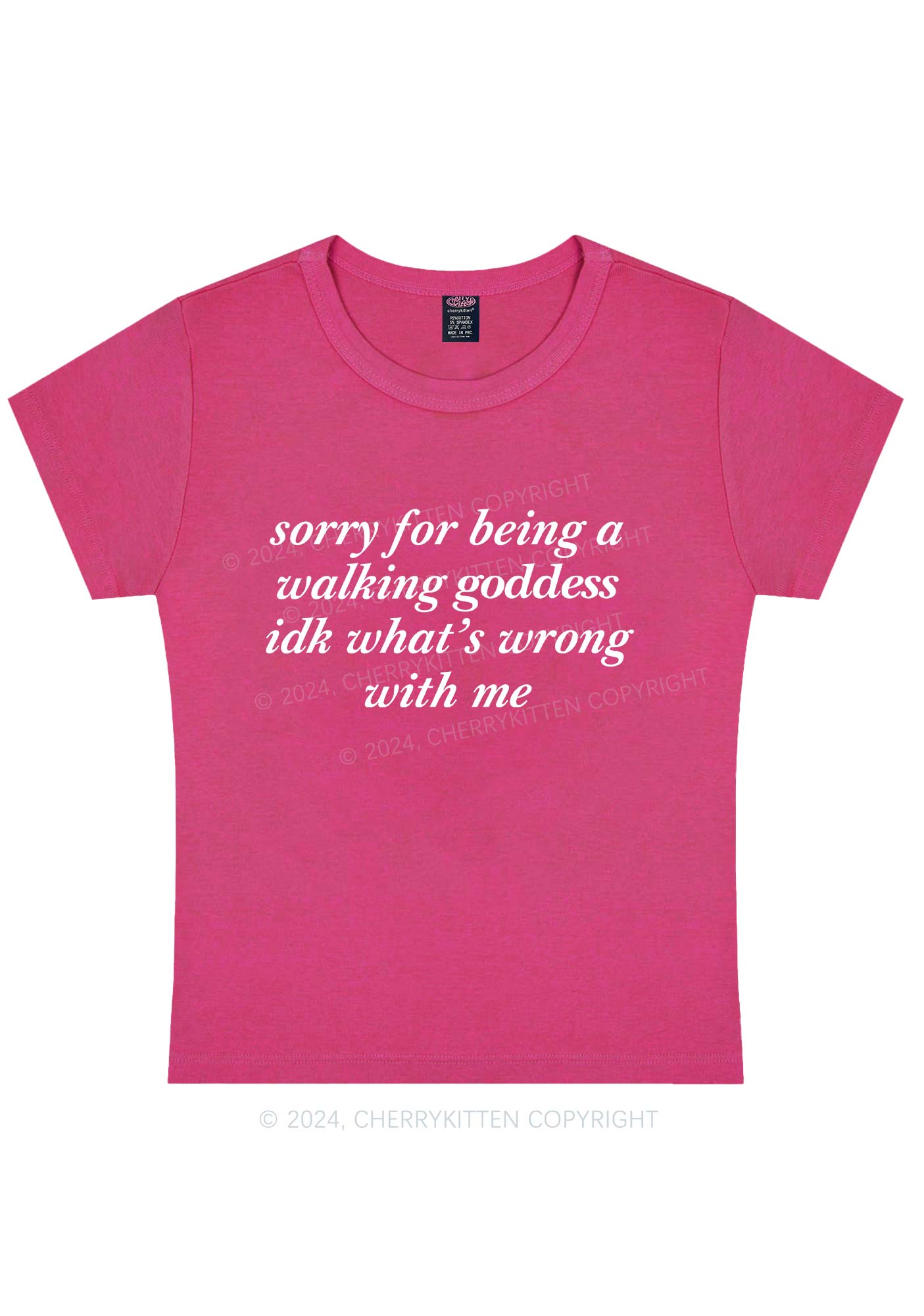Curvy Sorry For Being A Walking Godness Y2K Baby Tee Cherrykitten