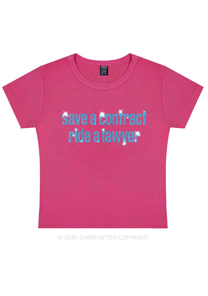 Rhinestone Ride A Lawyer Y2K Baby Tee Cherrykitten