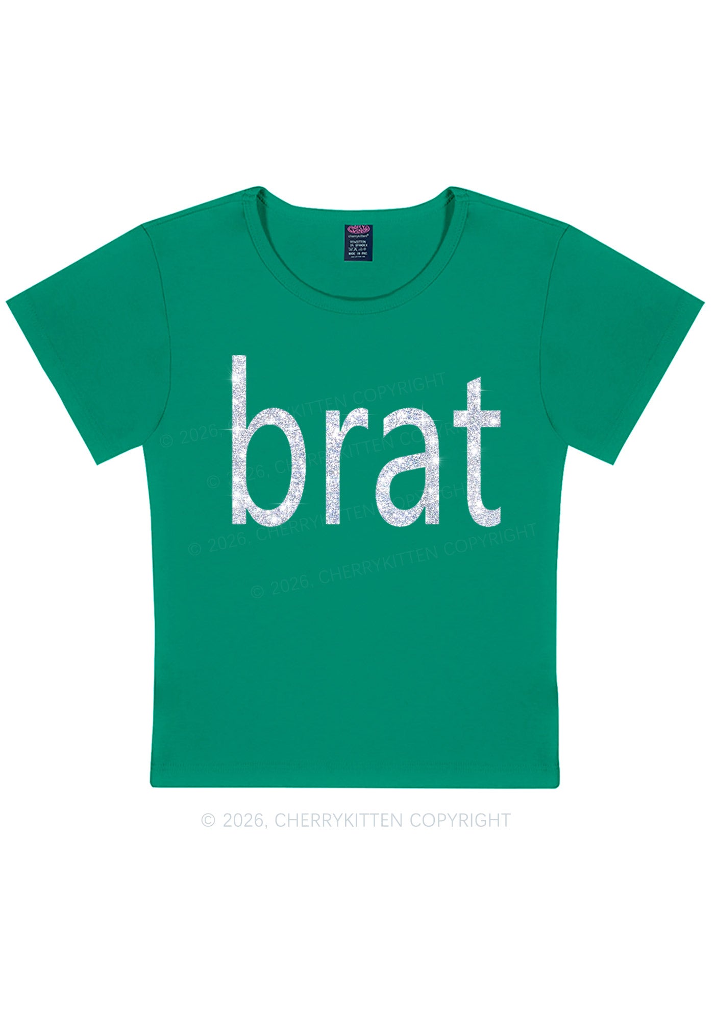 Glitter Green Brat Y2K Baby Tee Cherrykitten