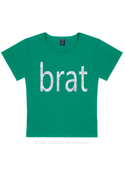 Glitter Green Brat Y2K Baby Tee Cherrykitten
