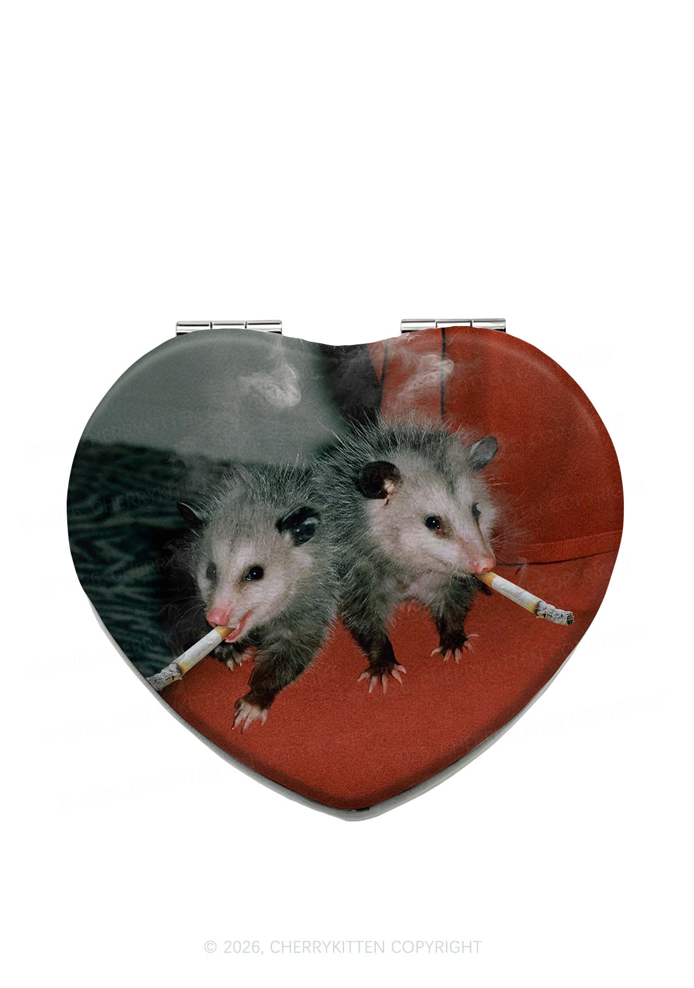 Smoking Badass Possum Y2K Folding Makeup Mirror Cherrykitten