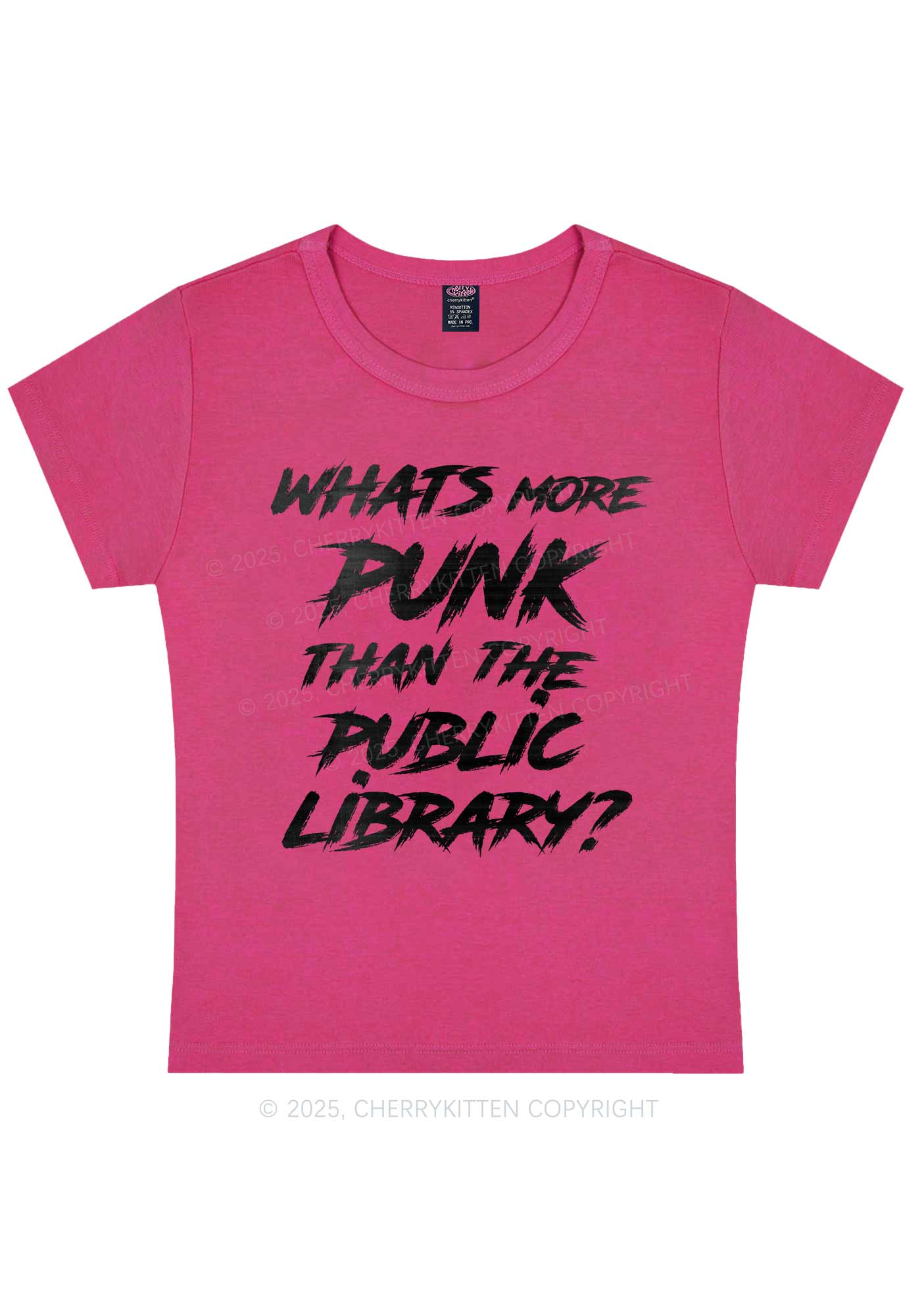 Punk Than Public Library Y2K Baby Tee Cherrykitten