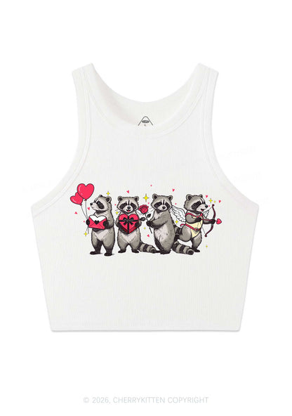 Raccoon Cupids Valentine's Day Y2K Crop Tank Top Cherrykitten